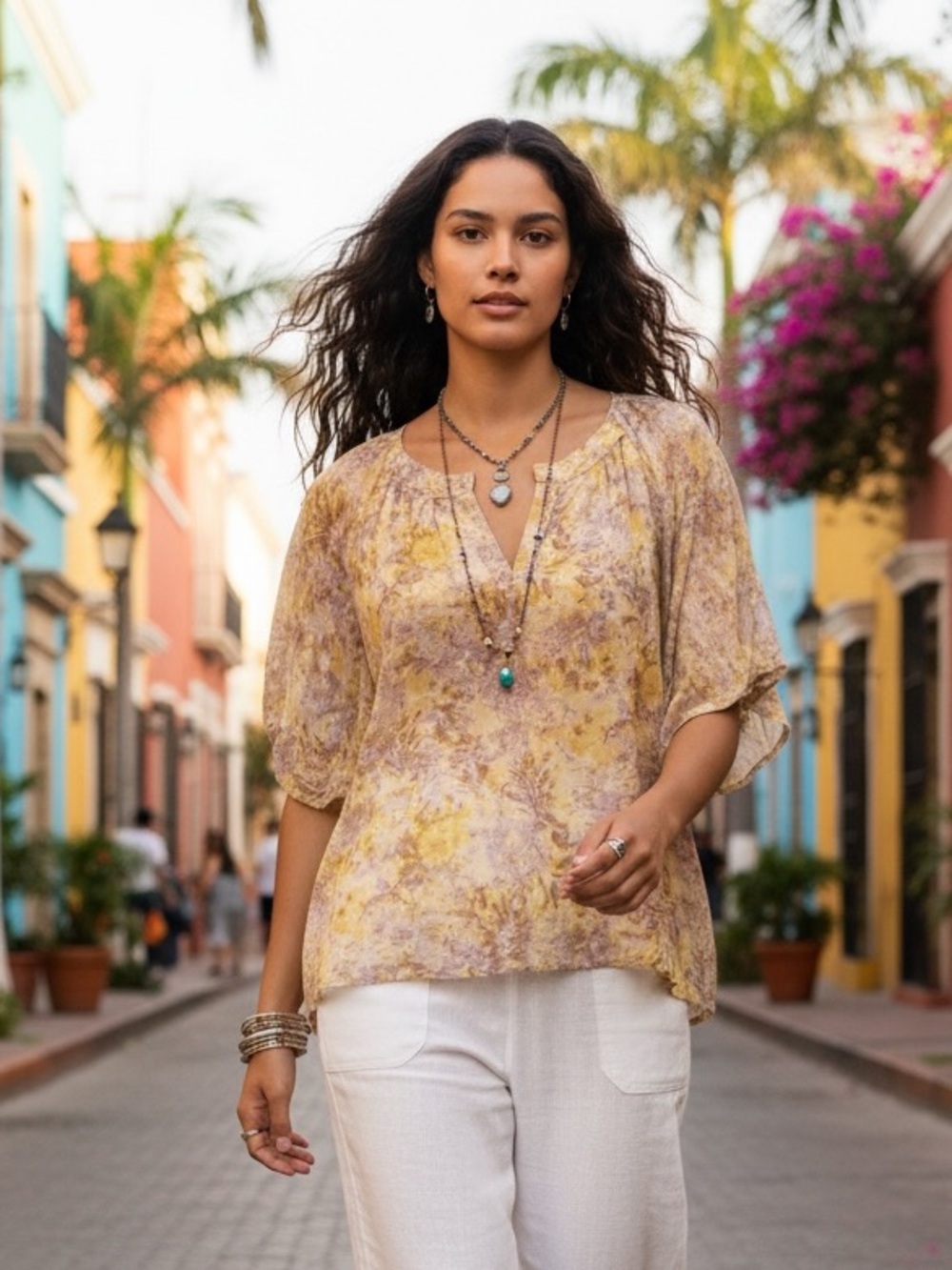 Lightweight Yellow Floral Women’s Top